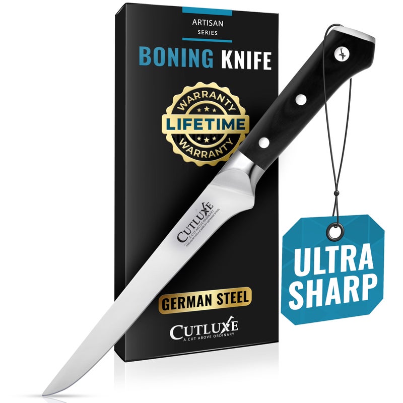 Cutluxe Boning Knife â€“ 6" Razor Sharp Fillet â€“ High Carbon German Steel â€“ Full Tang Ergonomic Handle Design, Grilling Gifts for Men â€“ Artisan Series - Image 1
